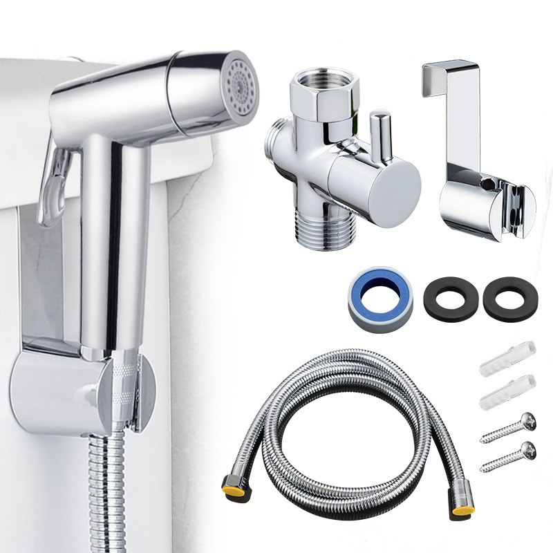 .规7/8妇洗器马桶喷枪ABS塑料双模喷头全铜分水器角阀淋浴冲洗器