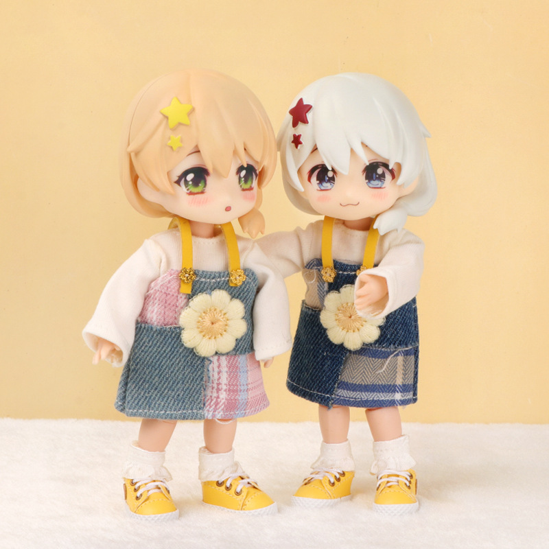 ob11娃衣 破破牛仔背带裙套装12分素体可穿BJD娃娃配饰GSC