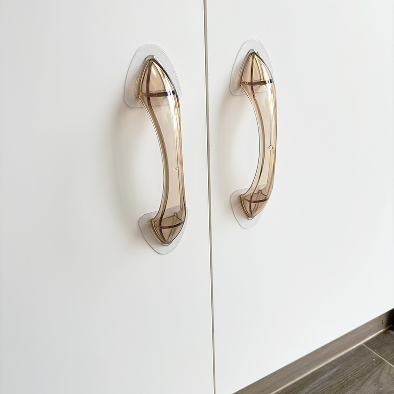 .拉门把手免打孔手柄抽屉玻璃拉手衣柜粘贴柜子柜门免钉橱柜塑料