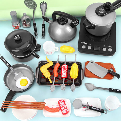 大号36件套电磁炉儿童过家家厨房玩具女孩男孩做饭仿真电磁炉套装