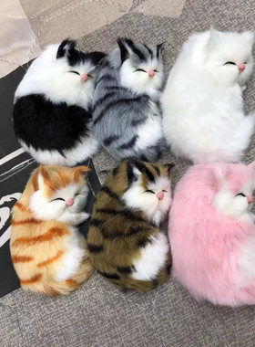 手机壳配件猫咪创意手机壳仿真猫咪饰品装饰品娃娃配件皮毛玩具
