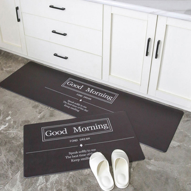 亚马逊日式耐用防滑脚垫皮革厨房地垫免洗防油防水PVC地垫