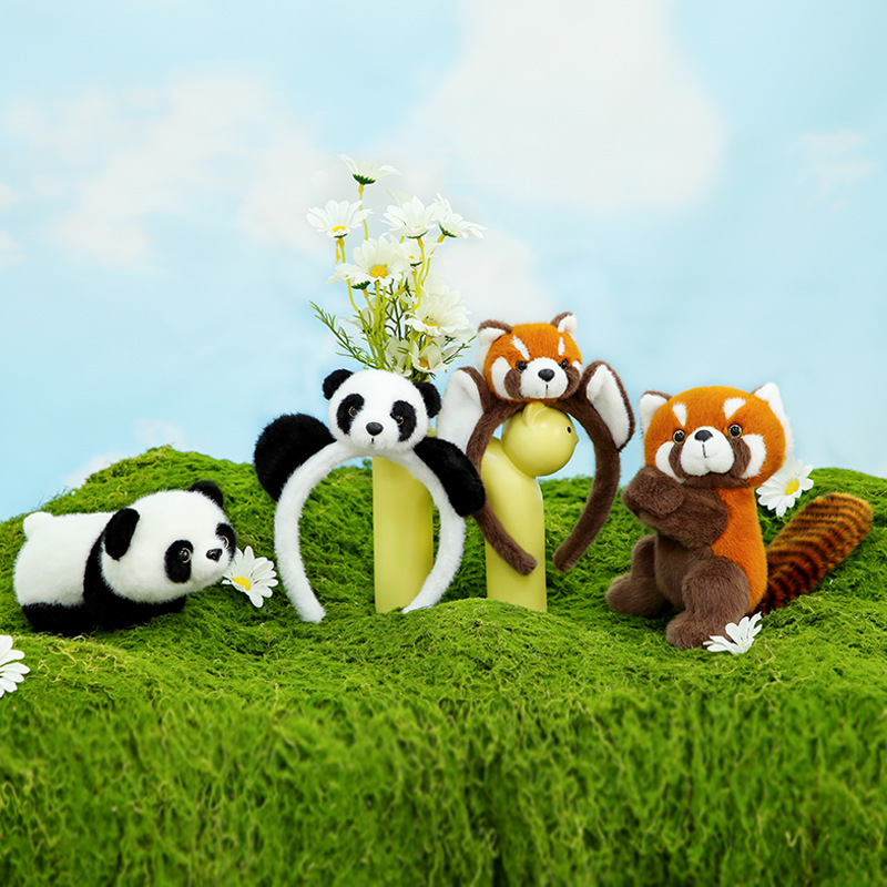 .价熊猫啪啪圈玩偶仿真可爱毛绒玩具企鹅纪念品发卡节日礼物