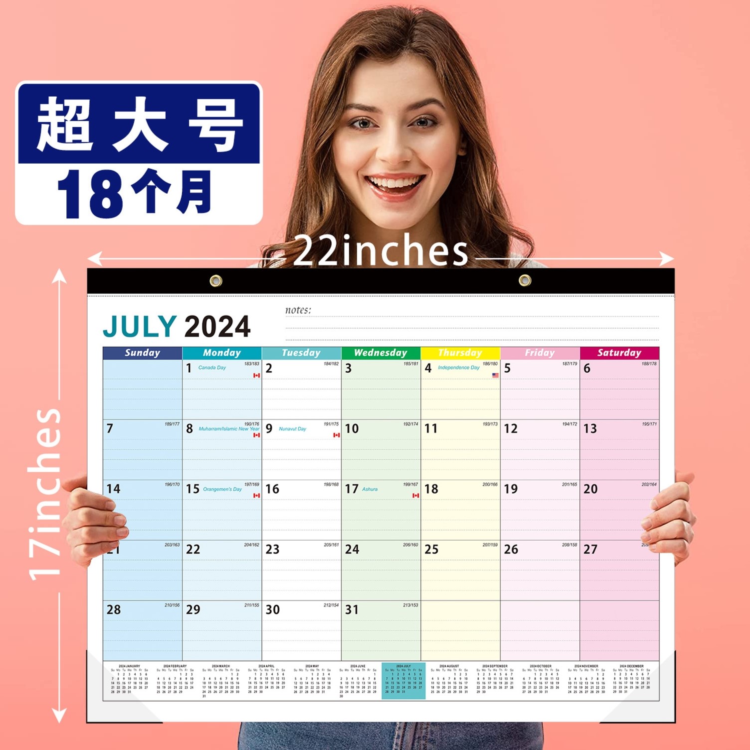 大号英文版挂历大班台历爆款简约2025-2026年日历倒计时桌面台历