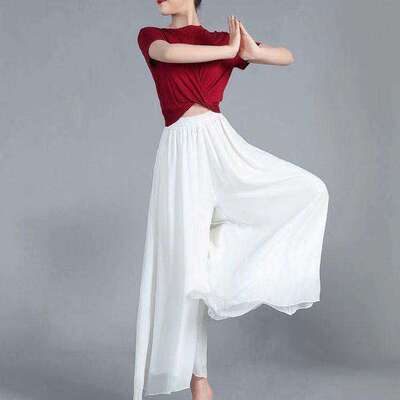 纱裤古典舞白色舞蹈服纱裙裤跳舞裤子飘逸仙气女阔腿裤2025年新款