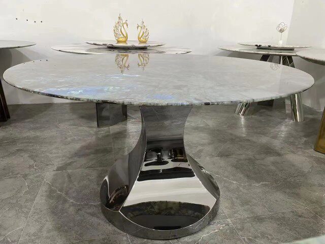奢石圆桌底座不锈钢圆桌脚圆形餐桌支架大理石桌架轻奢岩板桌子腿