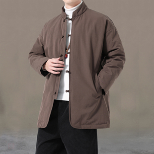 冬季新中式羽绒服男复古唐装中长款保暖外套新国标90白鸭绒居士服