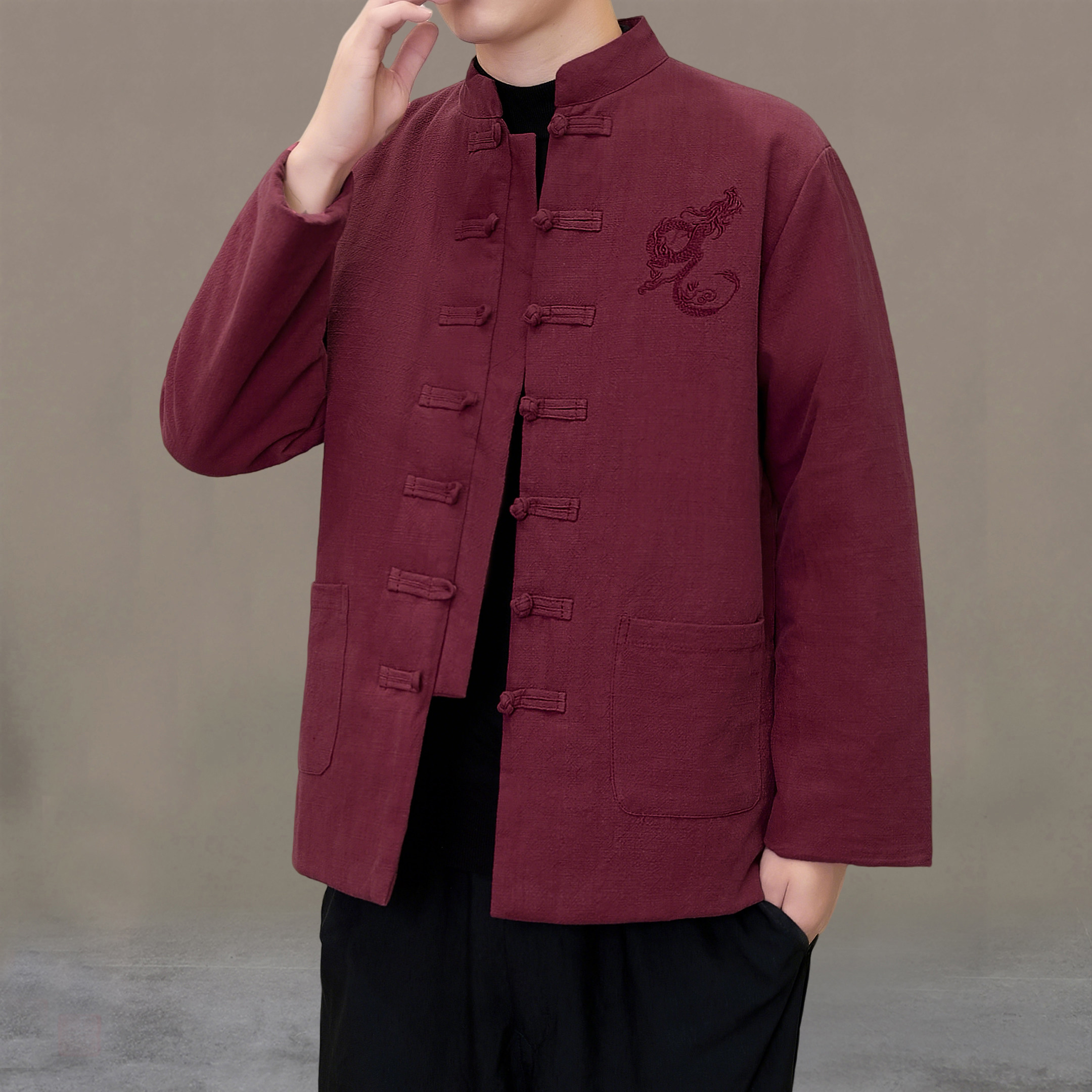 中国风唐装男款棉服加棉加厚红色中式老年人棉衣冬装外套祝寿棉袄,男装,唐装,淘宝优惠券,粉丝福利购,淘宝优惠卷