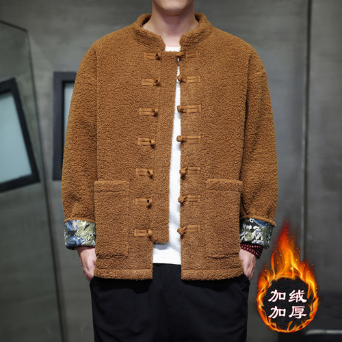 新中式立领唐装男加绒夹克外套