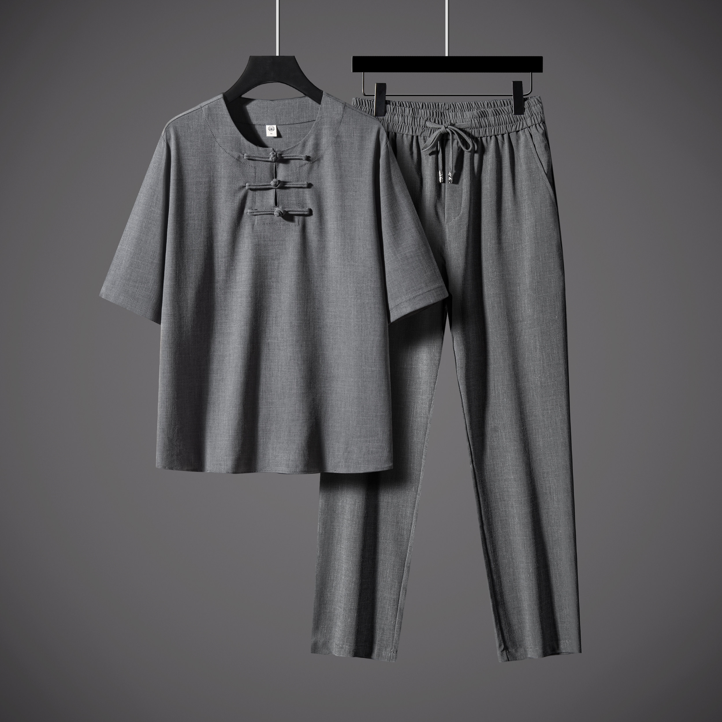 [轻奢级]夏季唐装男款高端天丝亚麻中老年套装中国风男装爸爸装,男装,唐装,淘宝优惠券,粉丝福利购,淘宝优惠卷