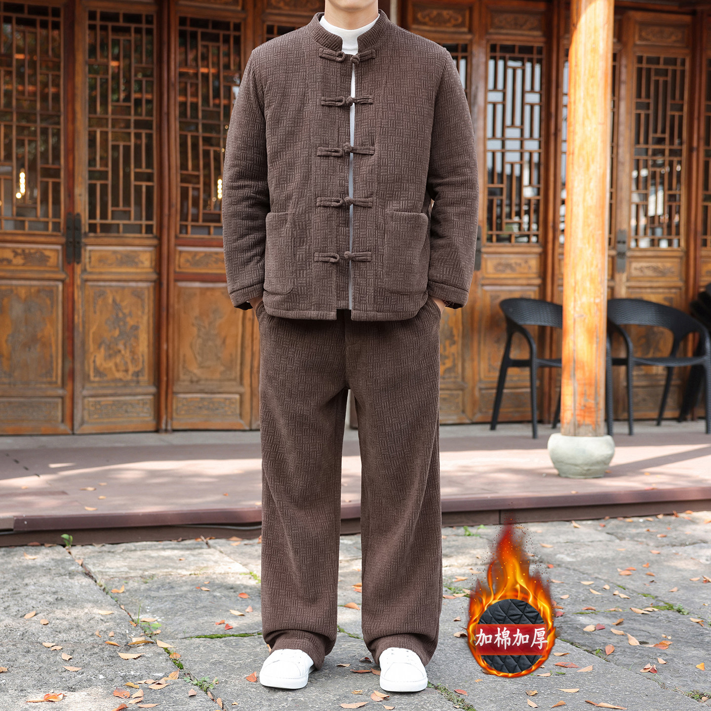 冬季中国风唐装男棉衣两件套中式复古保暖立领改良中山装套装棉服,男装,唐装,淘宝优惠券,粉丝福利购,淘宝优惠卷