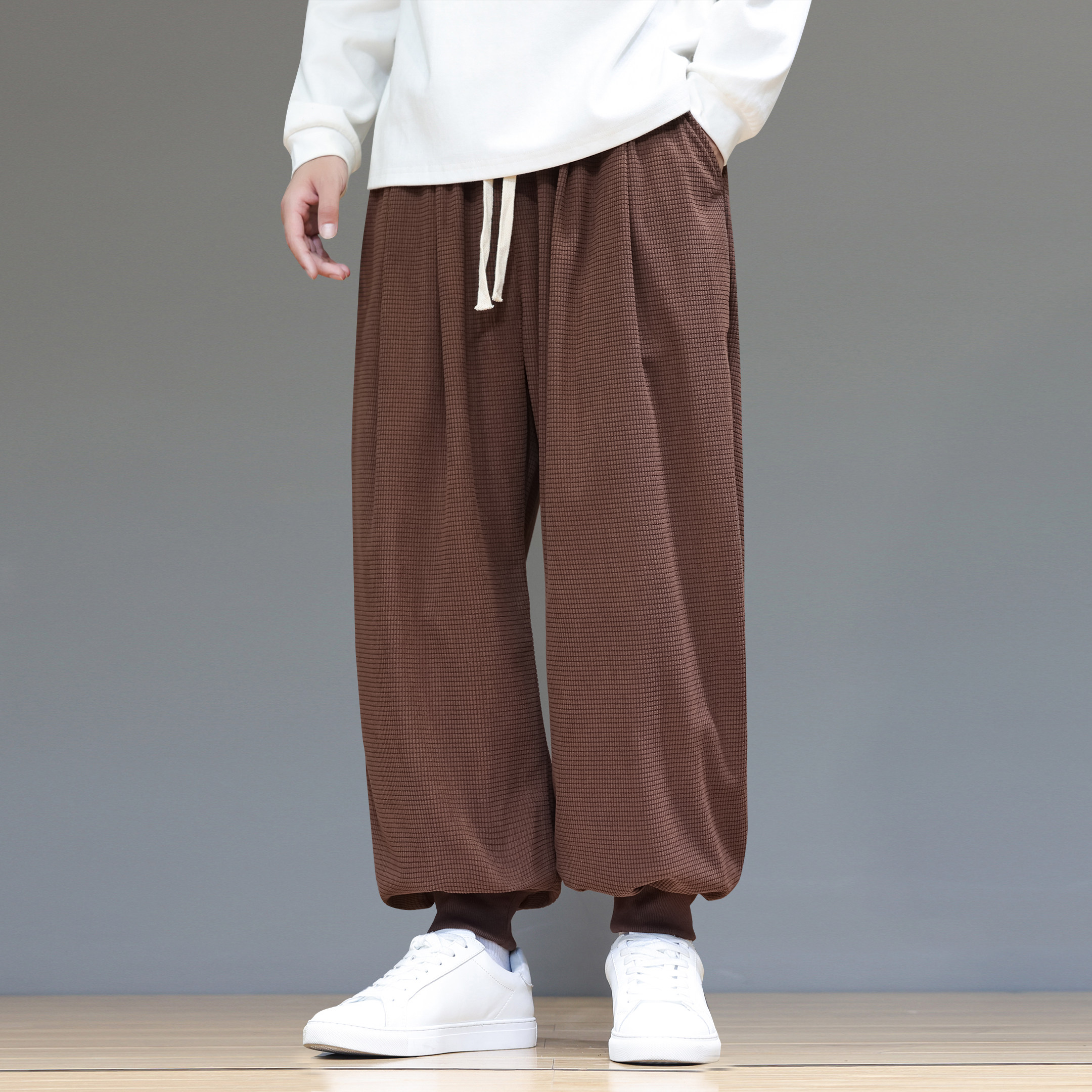 2025新款秋冬季灯芯绒男士灯笼裤阔腿裤宽松大码休闲裤束脚哈伦裤,男装,休闲裤,淘宝优惠券,粉丝福利购,淘宝优惠卷