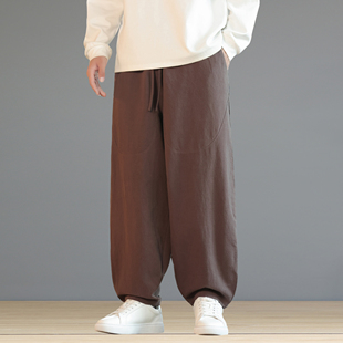 男士 太极僧裤 大码 阔腿灯笼裤 宽松练功打坐直筒禅裤 春秋棉麻休闲裤