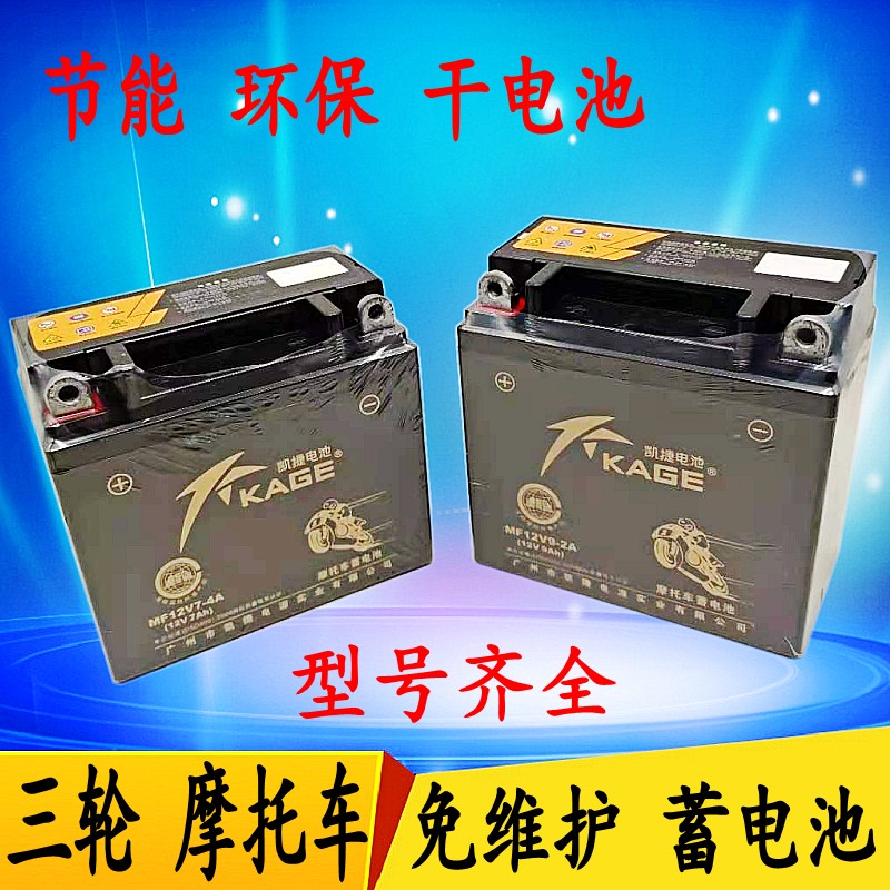 摩托车三轮电瓶12V通用9a7A蓄干电池125助力踏板弯梁车12伏免维护