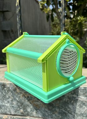 小学生蝈蝈饲养盒手提昆虫笼装蝴蝶笼子蚕宝宝蜜蜂昆虫盒蝉蜻蜓笼
