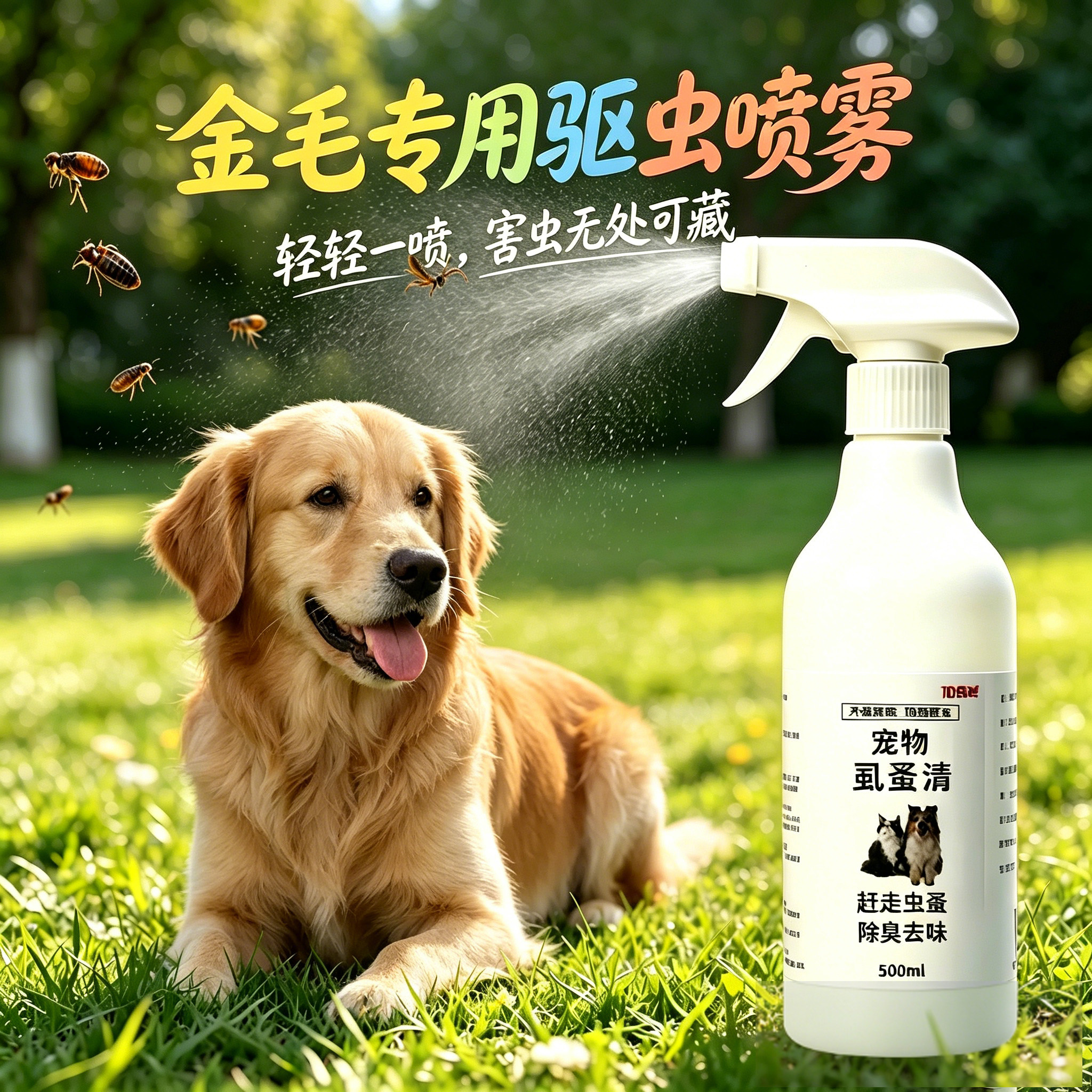 金毛专用狗狗外出小狗驱虫喷雾宠物防虫狗驱蚊杀虫剂虱子跳蚤蜱虫