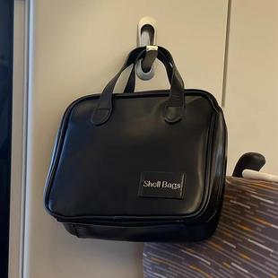 好看又能装！韩系便携皮质大容量旅行洗漱包手提化妆品收纳包防水