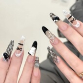 法式 手工暗黑甜酷kitty温柔显白星光手工简约高级ins新款 穿戴甲