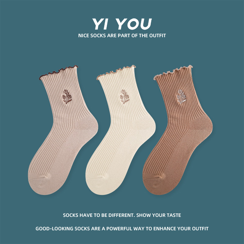 堆堆袜子女中筒袜秋冬季长袜纯棉日系少女纯色卷边袜春秋款长筒袜在类目 女士内衣/男士内衣/家居服, 短袜/打底袜/丝袜/美腿袜中 - 来自Buy2taobao.com提供专业的淘宝代购服务