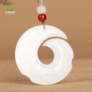 涵韵珠宝和田玉时来运转吊坠羊脂白玉挂件玉佩项链转运玉石挂件
