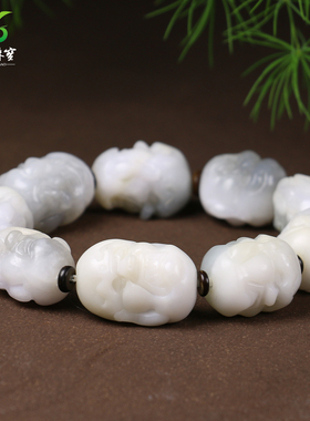 和田玉烟紫罗汉头手串男女款