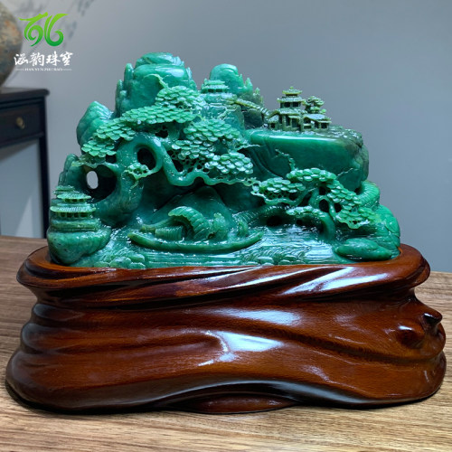 和田玉碧玉山水摆件大师作顺风顺