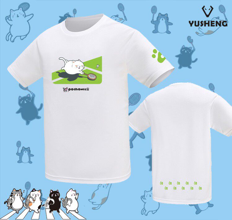 2023夏季潮流童装羽毛球服短袖t恤男女文化衫运动球衣速干猫扑球