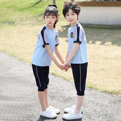 七分裤校服裤一条杠小学生班服夏