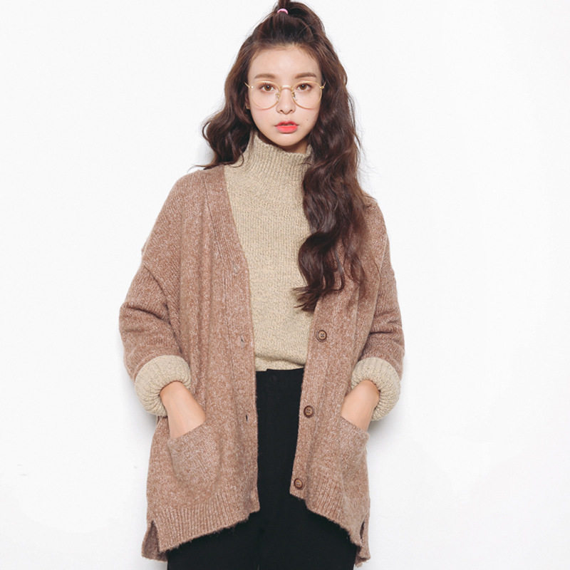 韩版慵懒风麻花针织开衫女宽松软糯保暖毛衣外套