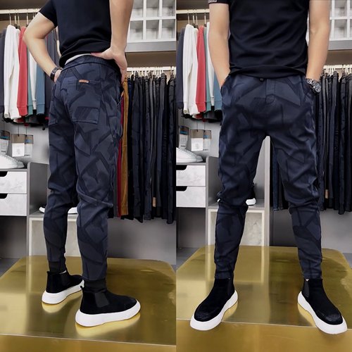 秋冬男士印花小脚弹力百搭休闲裤