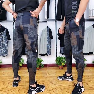 弹力休闲小脚裤 快手热门百搭裤 抖音同款 2055男士 裤 格裤 时尚 潮 秋季