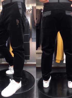 男士灯芯绒修身弹力春季小脚裤