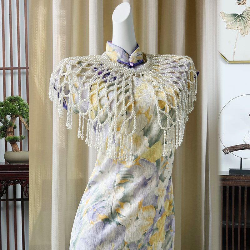 配旗袍珍珠汉服配饰明制流苏云肩披肩外搭新中式改良复古年轻款