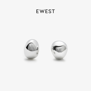 ewest 小众设计素面银女简约耳饰原创轻奢 FLOW素银泡泡耳钉经典