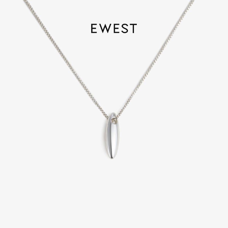 EWEST 新款经典素银吊坠轻奢项链简约锁骨链毛衣链小众设计感银饰
