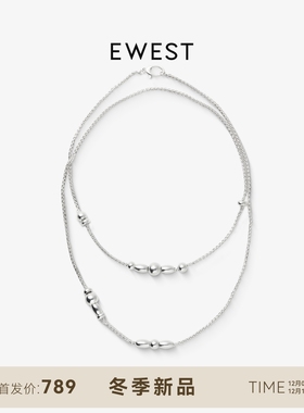 ewest 素银长款项链新款女长锁骨链原创轻奢秋冬百搭毛衣链颈链
