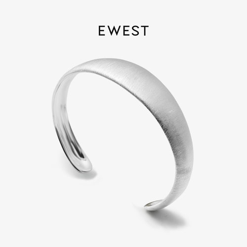 EWEST 素银拉丝手镯女小众原创设计感新款镯子高级百搭气质手饰