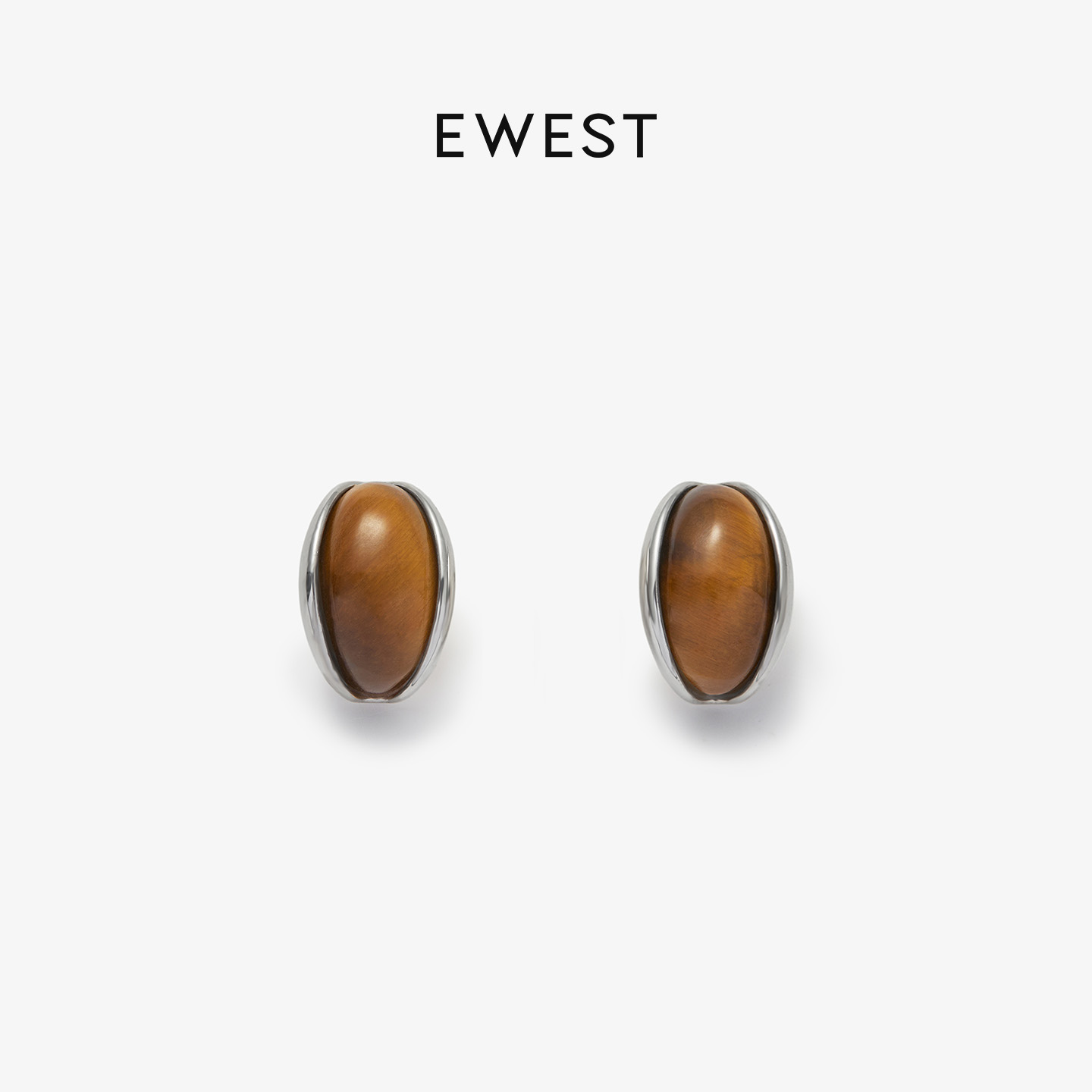 ewest 新款虎眼石经典耳钉女原创复古耳环气质美拉德耳饰时尚小众