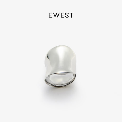 EWEST女素银简约设计感宽面戒指
