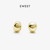 EWEST FLOW素银泡泡耳钉金色小众设计素面银女简约镀金耳饰原创