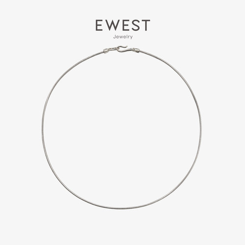 EWEST 蛇骨链纯银项链女设计锁骨链颈链柔项圈毛衣链饰品长款配饰