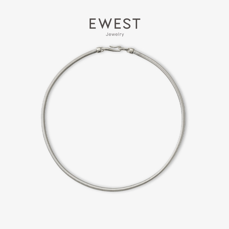 EWEST 纯银素链蛇骨链项链女高级锁骨链颈链原创小众鱼骨链毛衣链