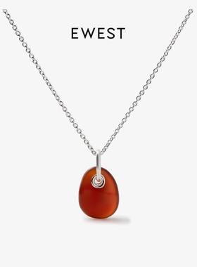 EWEST  BALANCE玛瑙项坠红色吊坠锁骨链新年女毛衣链新春白色项链
