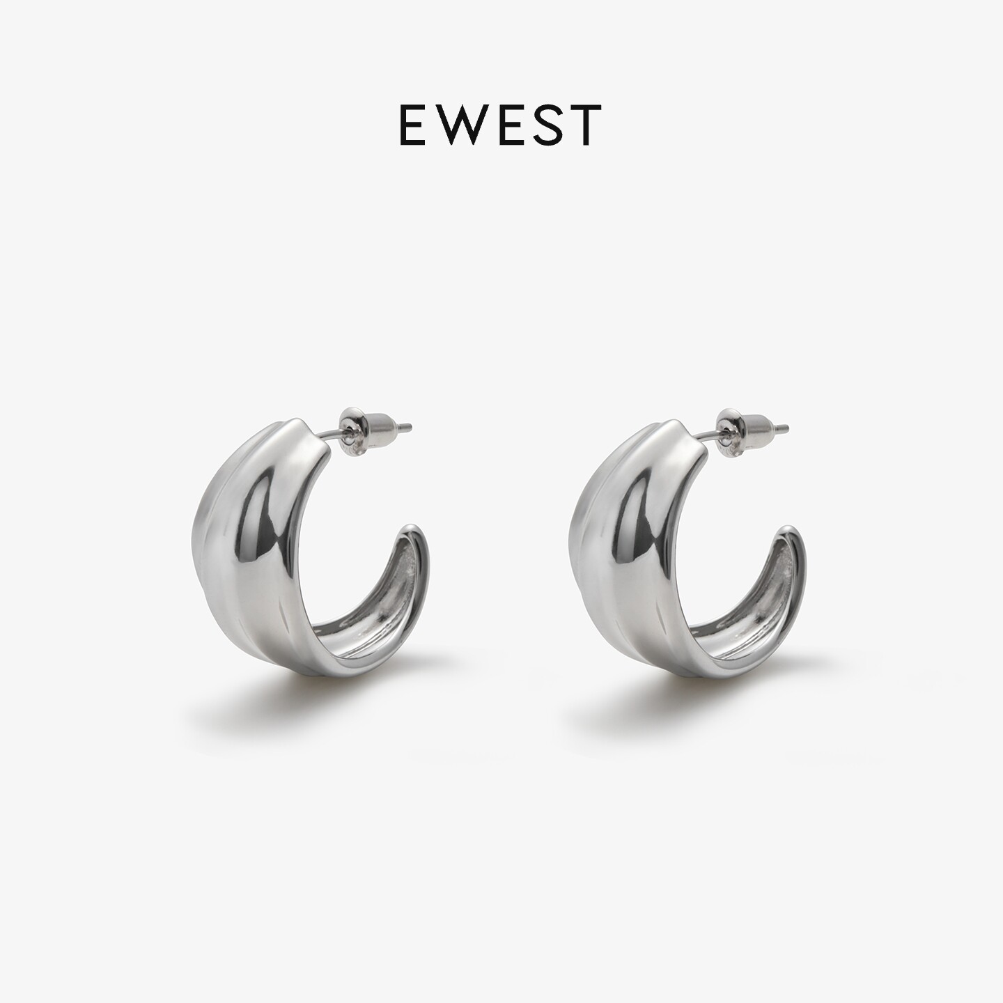 EWEST 新款器物陶纹耳环女耳钉素圈简约耳圈小众圈圈原创设计耳饰