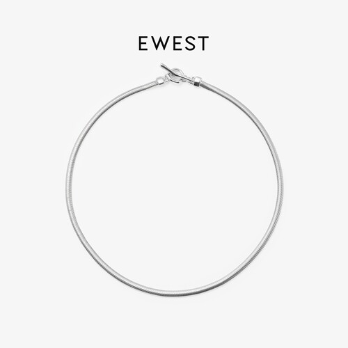 EWEST 银色鱼骨链素链蛇骨链项链女高级锁骨链颈链原创小众毛衣链