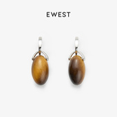 虎眼石单珠耳坠女高级复古时尚 EWEST 新款 耳钉气质小众美拉德耳饰