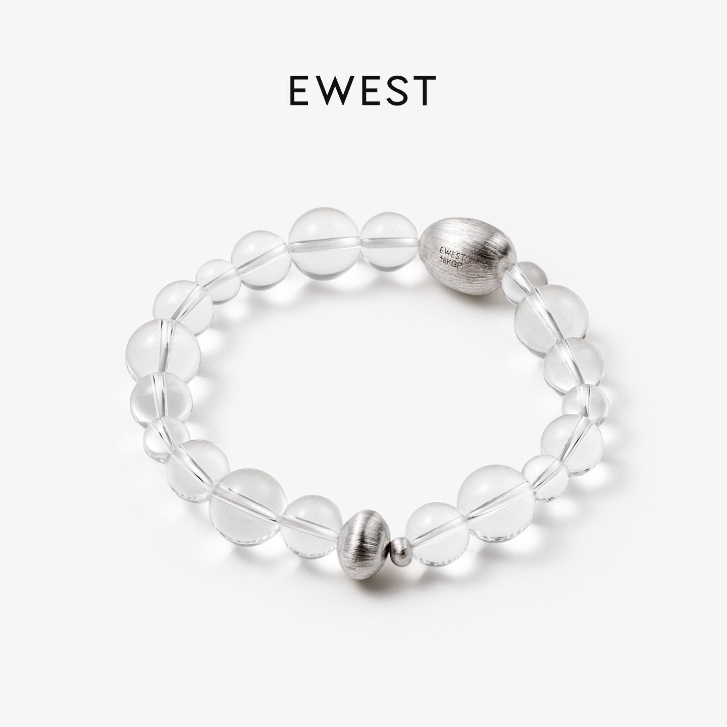EWEST 白水晶串珠手链女东陵玉小众原创精致手串设计手饰高级气质