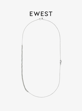 ewest 新款FLOW灰珍珠项链拼接锁骨链新款女原创轻奢毛衣链颈链