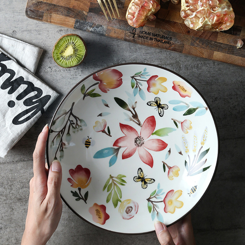 华孚手绘田园陶瓷水果盘 家用干果盘下午茶点心盘展厅茶几糖果盘在类目 餐饮具, 餐具, 果盆/果盘/果篮中 - 来自Buy2taobao.com提供专业的淘宝代购服务