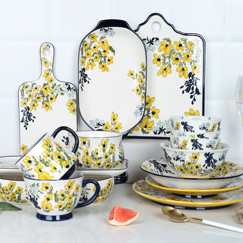 华孚手绘陶瓷餐具马克杯沙拉碗